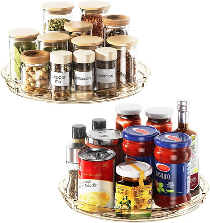 LAMU Lazy Susan Organizer 9 inch Lazy Susan Turntable for Cabinet, Rotating Spice Organization for Cabinet, Kitchen, Table Top, Countertop, Pantry Fridge Organizers and Storage, Clear