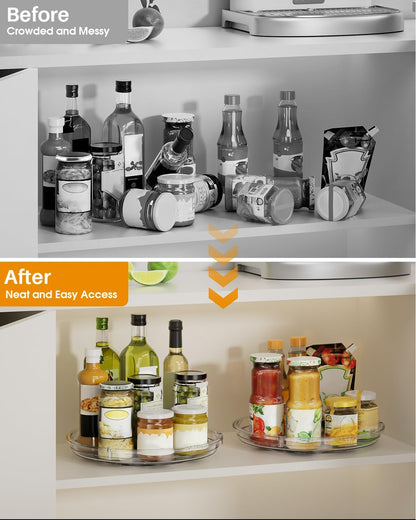 LAMU Lazy Susan Organizer 9 inch Lazy Susan Turntable for Cabinet, Rotating Spice Organization for Cabinet, Kitchen, Table Top, Countertop, Pantry Fridge Organizers and Storage, Clear