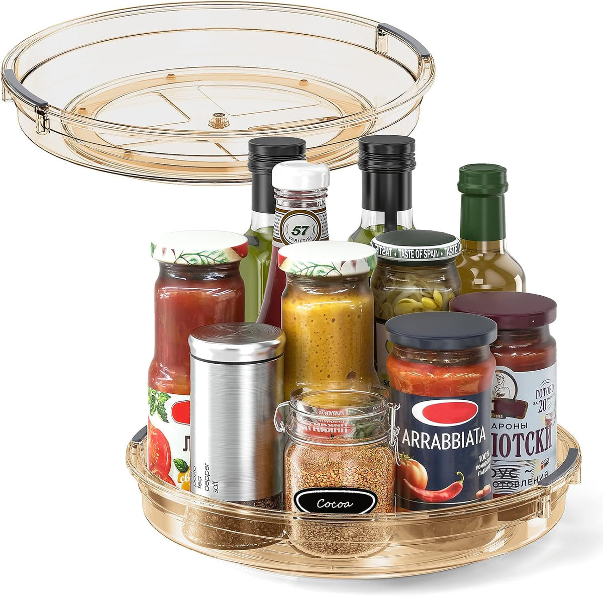 LAMU Lazy Susan Organizer 9 inch Lazy Susan Turntable for Cabinet, Rotating Spice Organization for Cabinet, Kitchen, Table Top, Countertop, Pantry Fridge Organizers and Storage, Clear