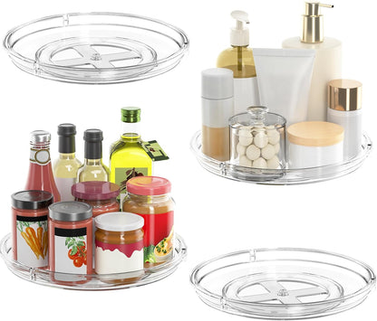 LAMU Lazy Susan Organizer 9 inch Lazy Susan Turntable for Cabinet, Rotating Spice Organization for Cabinet, Kitchen, Table Top, Countertop, Pantry Fridge Organizers and Storage, Clear