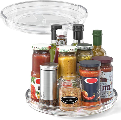 LAMU Lazy Susan Organizer 9 inch Lazy Susan Turntable for Cabinet, Rotating Spice Organization for Cabinet, Kitchen, Table Top, Countertop, Pantry Fridge Organizers and Storage, Clear