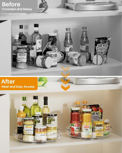 LAMU Lazy Susan Organizer 9 inch Lazy Susan Turntable for Cabinet, Rotating Spice Organization for Cabinet, Kitchen, Table Top, Countertop, Pantry Fridge Organizers and Storage, Clear