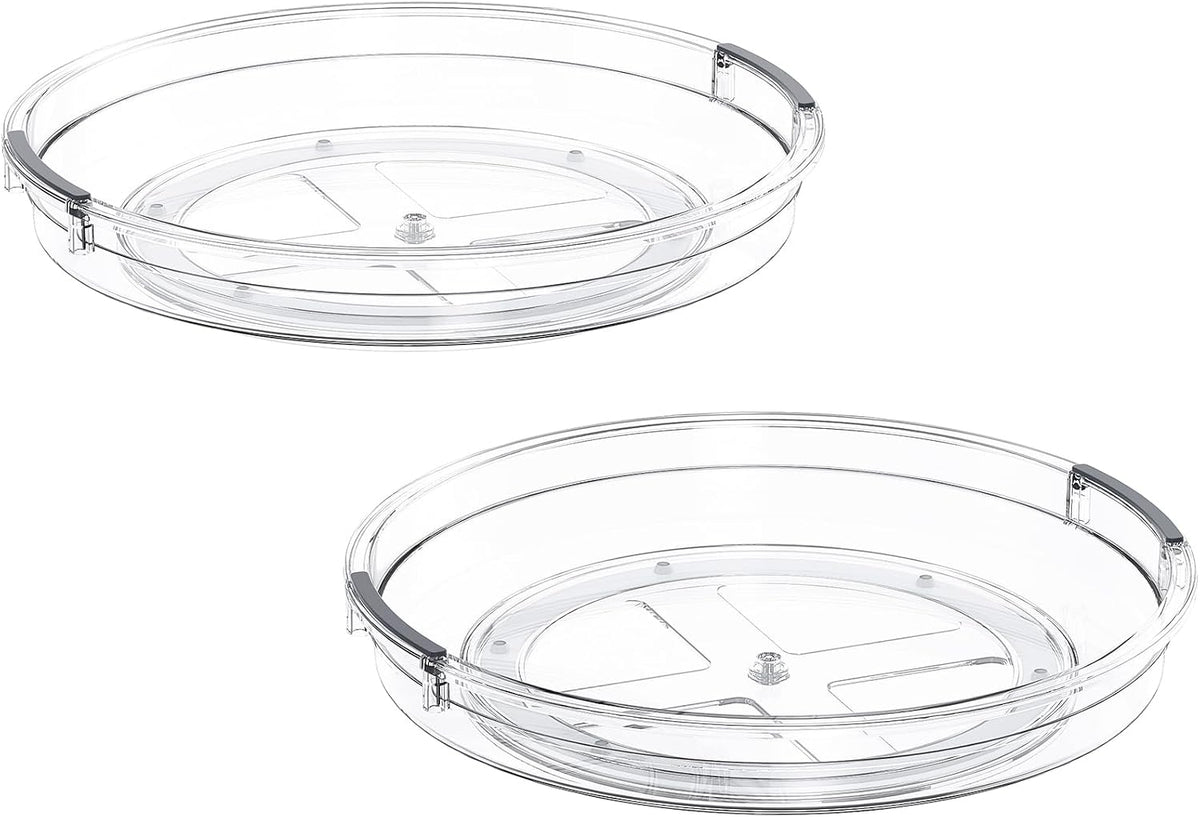 LAMU Lazy Susan Organizer 9 inch Lazy Susan Turntable for Cabinet, Rotating Spice Organization for Cabinet, Kitchen, Table Top, Countertop, Pantry Fridge Organizers and Storage, Clear