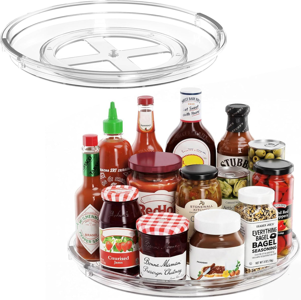 LAMU Lazy Susan Organizer 9 inch Lazy Susan Turntable for Cabinet, Rotating Spice Organization for Cabinet, Kitchen, Table Top, Countertop, Pantry Fridge Organizers and Storage, Clear
