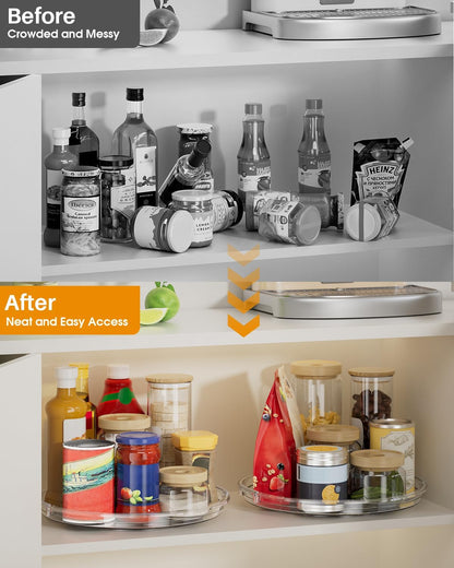 LAMU Lazy Susan Organizer 9 inch Lazy Susan Turntable for Cabinet, Rotating Spice Organization for Cabinet, Kitchen, Table Top, Countertop, Pantry Fridge Organizers and Storage, Clear