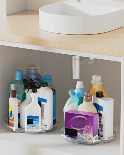 LAMU Lazy Susan Organizer 9 inch Lazy Susan Turntable for Cabinet, Rotating Spice Organization for Cabinet, Kitchen, Table Top, Countertop, Pantry Fridge Organizers and Storage, Clear
