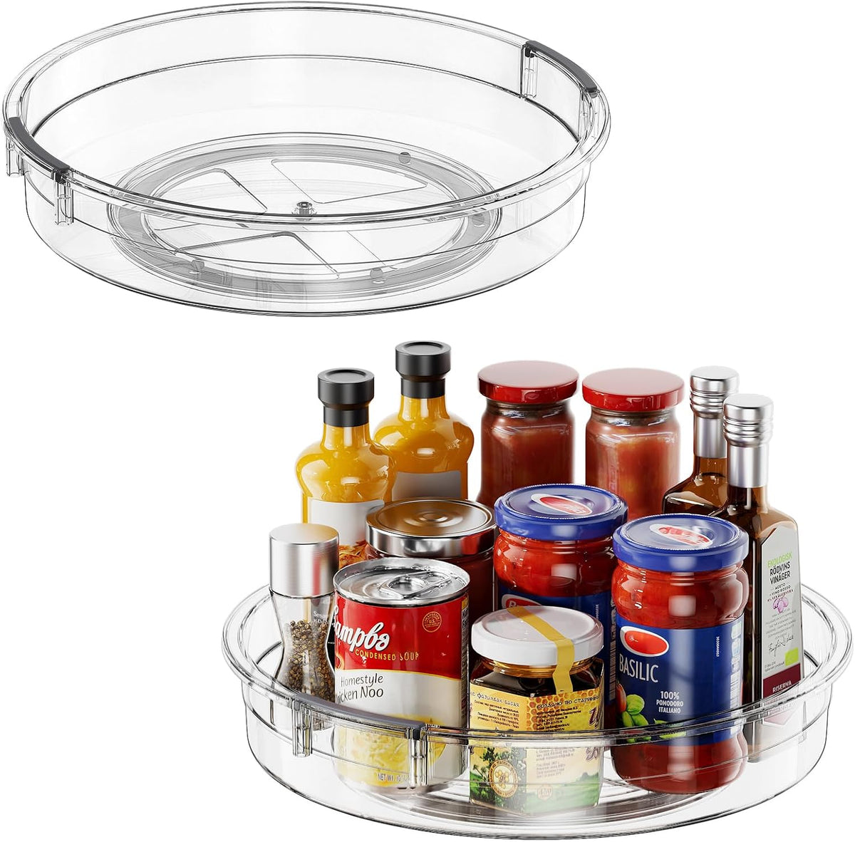 LAMU Lazy Susan Organizer 9 inch Lazy Susan Turntable for Cabinet, Rotating Spice Organization for Cabinet, Kitchen, Table Top, Countertop, Pantry Fridge Organizers and Storage, Clear