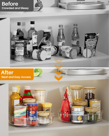 LAMU Lazy Susan Organizer 9 inch Lazy Susan Turntable for Cabinet, Rotating Spice Organization for Cabinet, Kitchen, Table Top, Countertop, Pantry Fridge Organizers and Storage, Clear