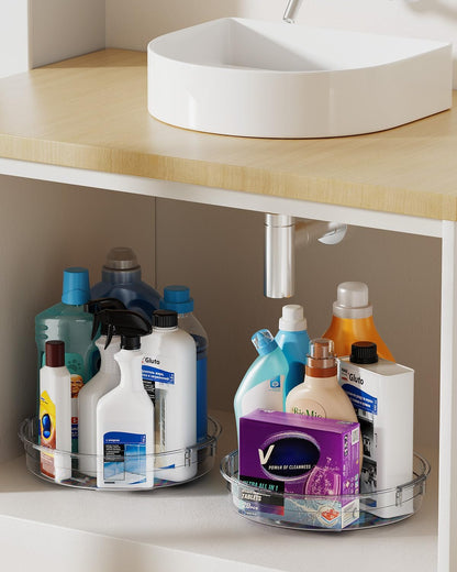 LAMU Lazy Susan Organizer 9 inch Lazy Susan Turntable for Cabinet, Rotating Spice Organization for Cabinet, Kitchen, Table Top, Countertop, Pantry Fridge Organizers and Storage, Clear