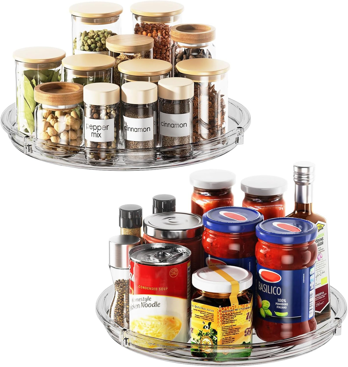 LAMU Lazy Susan Organizer 9 inch Lazy Susan Turntable for Cabinet, Rotating Spice Organization for Cabinet, Kitchen, Table Top, Countertop, Pantry Fridge Organizers and Storage, Clear