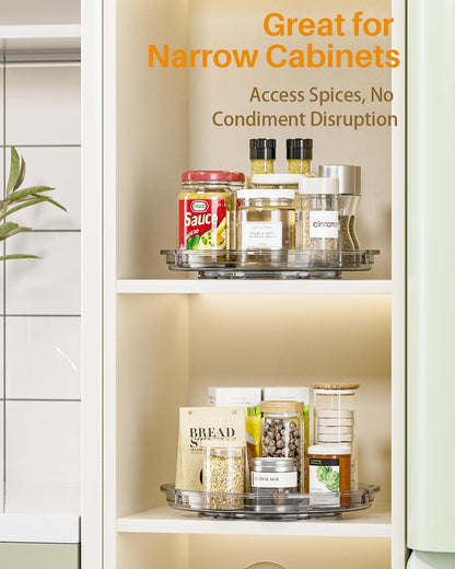 LAMU Lazy Susan Organizer 9 inch Lazy Susan Turntable for Cabinet, Rotating Spice Organization for Cabinet, Kitchen, Table Top, Countertop, Pantry Fridge Organizers and Storage, Clear