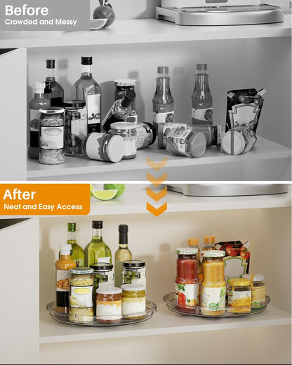 LAMU Lazy Susan Organizer 9 inch Lazy Susan Turntable for Cabinet, Rotating Spice Organization for Cabinet, Kitchen, Table Top, Countertop, Pantry Fridge Organizers and Storage, Clear