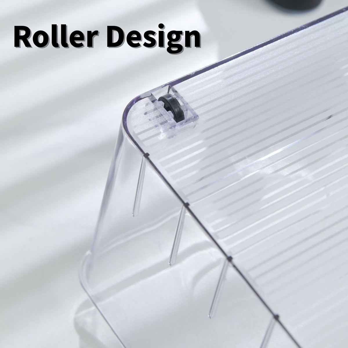 3 Pcs Refrigerator Drawer Organizer ,Fridge Organizer Bins on Wheels, Roll Out Pantry Storage Bins with Handle Upgrade Thick Plastic Pantry Storage Bins for Kitchen Organization