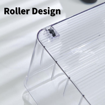 3 Pcs Refrigerator Drawer Organizer ,Fridge Organizer Bins on Wheels, Roll Out Pantry Storage Bins with Handle Upgrade Thick Plastic Pantry Storage Bins for Kitchen Organization