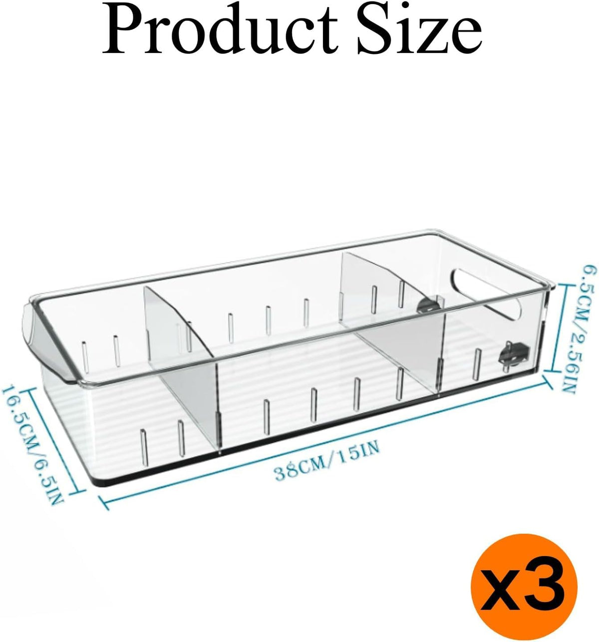 3 Pcs Refrigerator Drawer Organizer ,Fridge Organizer Bins on Wheels, Roll Out Pantry Storage Bins with Handle Upgrade Thick Plastic Pantry Storage Bins for Kitchen Organization