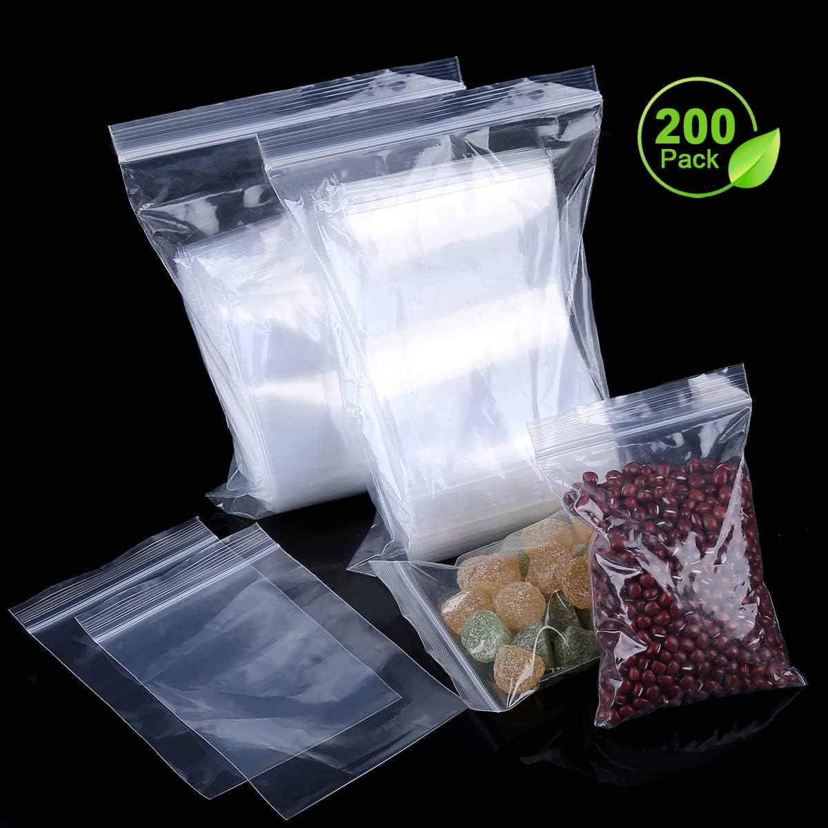 Valchoose Small Poly Zipper Bags 3 x 4 in ,Clear,(200pcs 2Mil)