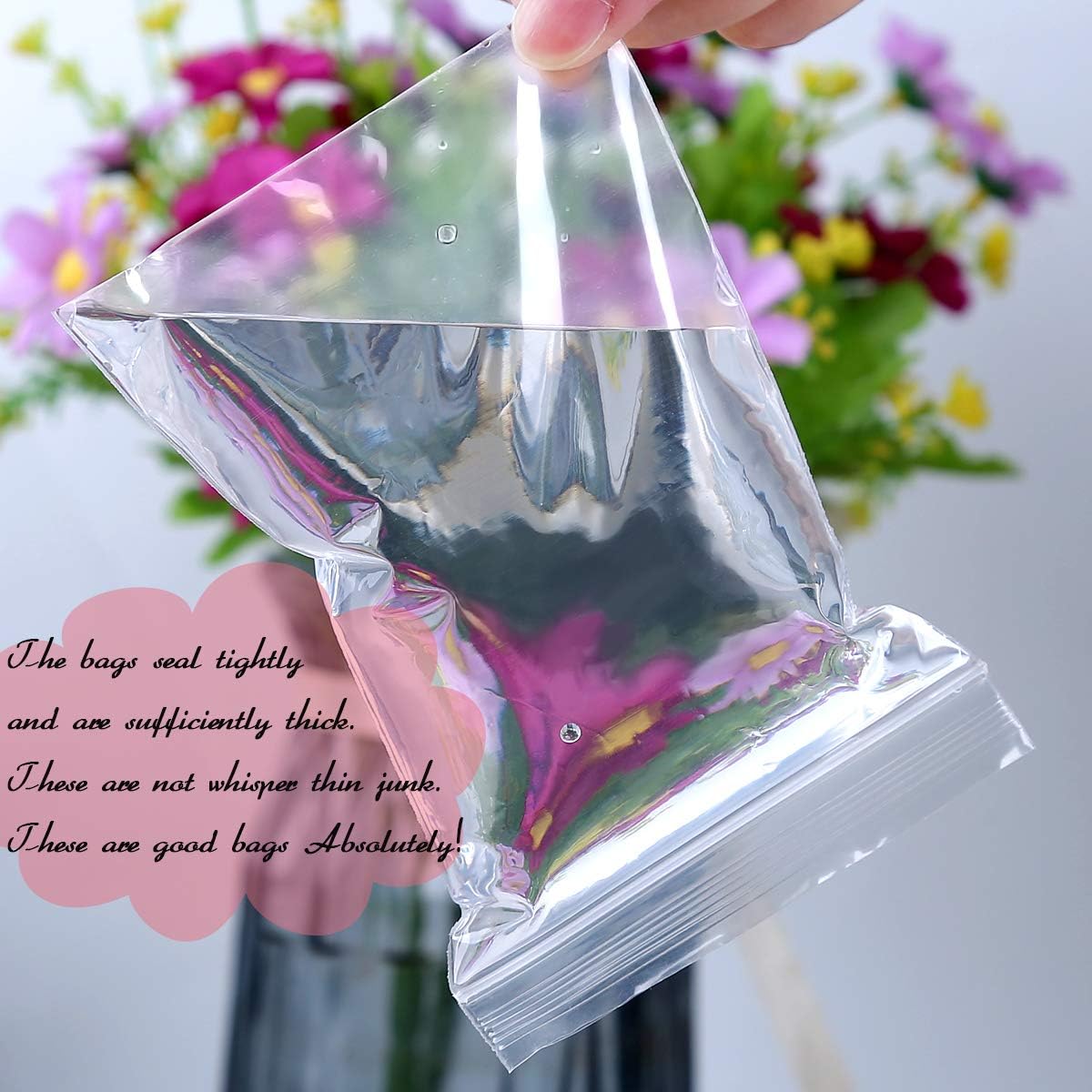 Valchoose Small Poly Zipper Bags 3 x 4 in ,Clear,(200pcs 2Mil)