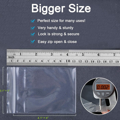 Valchoose Small Poly Zipper Bags 3 x 4 in ,Clear,(200pcs 2Mil)