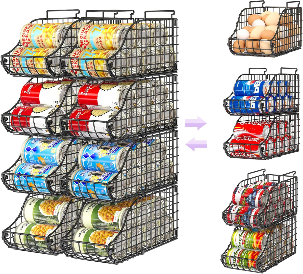 8 Pack Stackable Can Organizer for Pantry Cabinet Food Storage