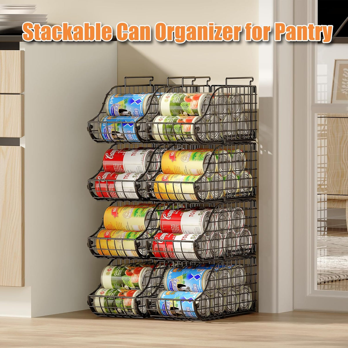 8 Pack Stackable Can Organizer for Pantry Cabinet Food Storage