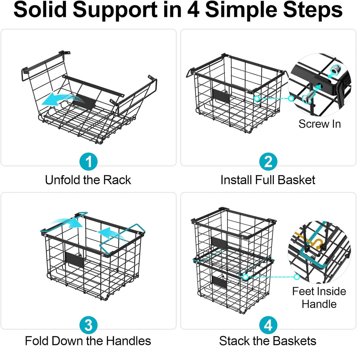 Freezer Organizer Bins - Stackable for 3.5 Cu.ft Freezer | Easy Access for Frozen Food with Label Plates & Wire Handles, Chest Freezer Storage, Daily Restock Use, Assembly Required