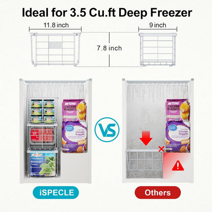 Freezer Organizer Bins - Stackable for 3.5 Cu.ft Freezer | Easy Access for Frozen Food with Label Plates & Wire Handles, Chest Freezer Storage, Daily Restock Use, Assembly Required
