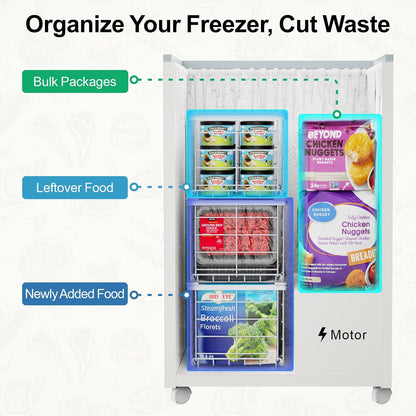 Freezer Organizer Bins - Stackable for 3.5 Cu.ft Freezer | Easy Access for Frozen Food with Label Plates & Wire Handles, Chest Freezer Storage, Daily Restock Use, Assembly Required