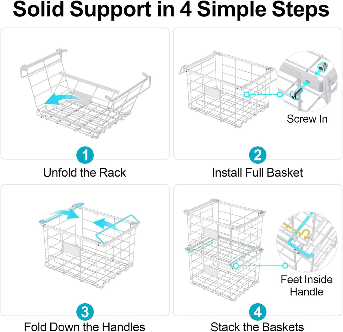 Freezer Organizer Bins - Stackable for 3.5 Cu.ft Freezer | Easy Access for Frozen Food with Label Plates & Wire Handles, Chest Freezer Storage, Daily Restock Use, Assembly Required