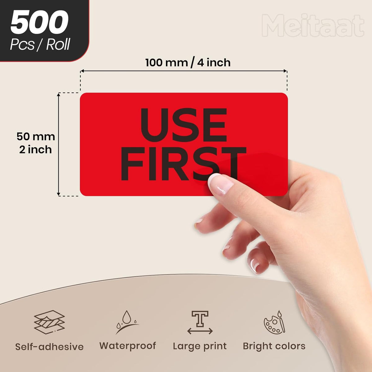 500 Pcs Use First Stickers Food Service 4"×2" FIFO Inventory Labels
