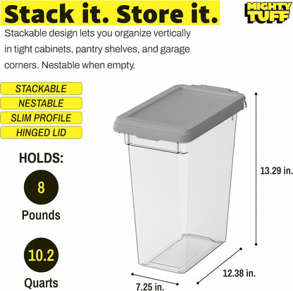 8 lb Pet Food Storage Container with Airtight Lid, Clear