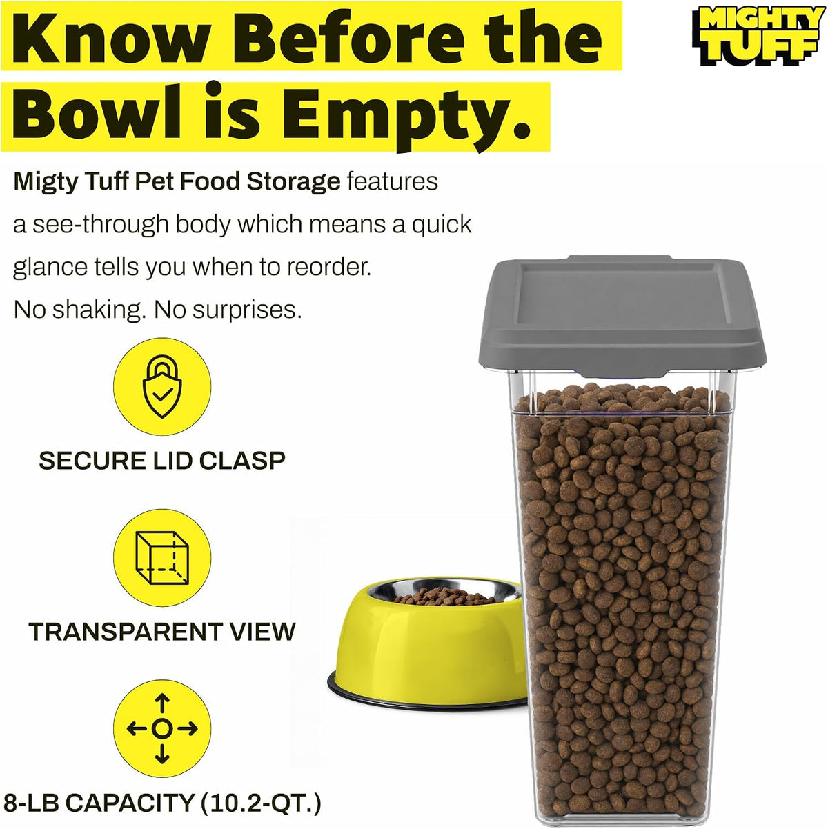 8 lb Pet Food Storage Container with Airtight Lid, Clear