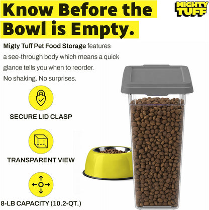 8 lb Pet Food Storage Container with Airtight Lid, Clear