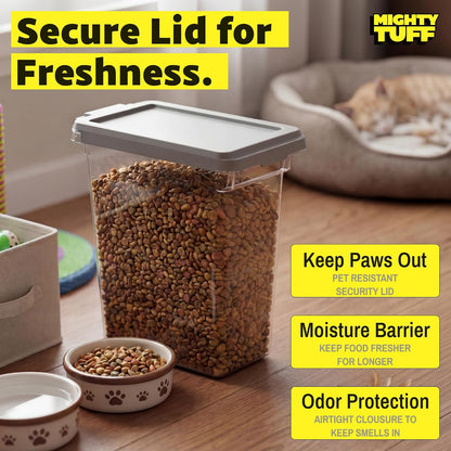 8 lb Pet Food Storage Container with Airtight Lid, Clear