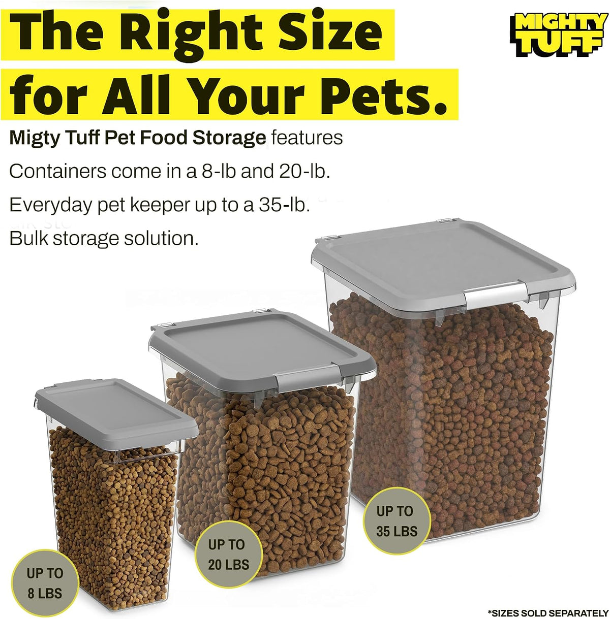 8 lb Pet Food Storage Container with Airtight Lid, Clear