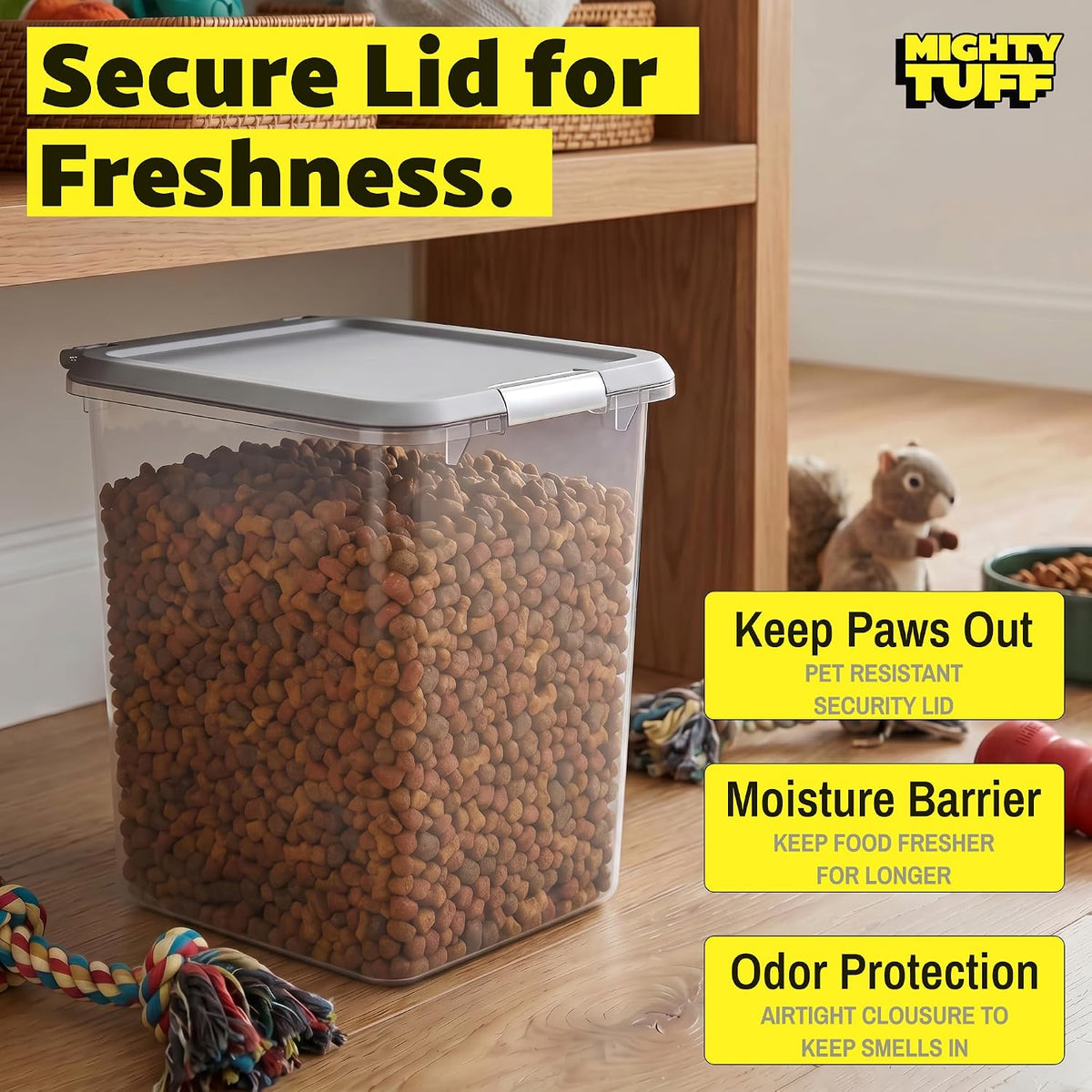 8 lb Pet Food Storage Container with Airtight Lid, Clear