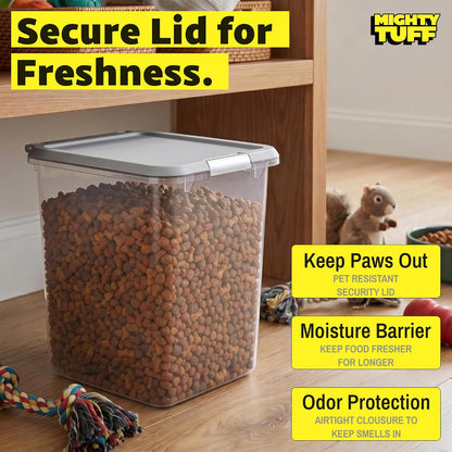 8 lb Pet Food Storage Container with Airtight Lid, Clear