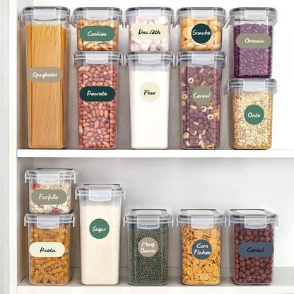 Waterproof Removable Labels for Bottles, Jars & Food Containers - Self-Adhesive Stickers for Kitchen Pantry Storage, Spice Labels, Travel - 192pcs 4 Sizes with Silver Border