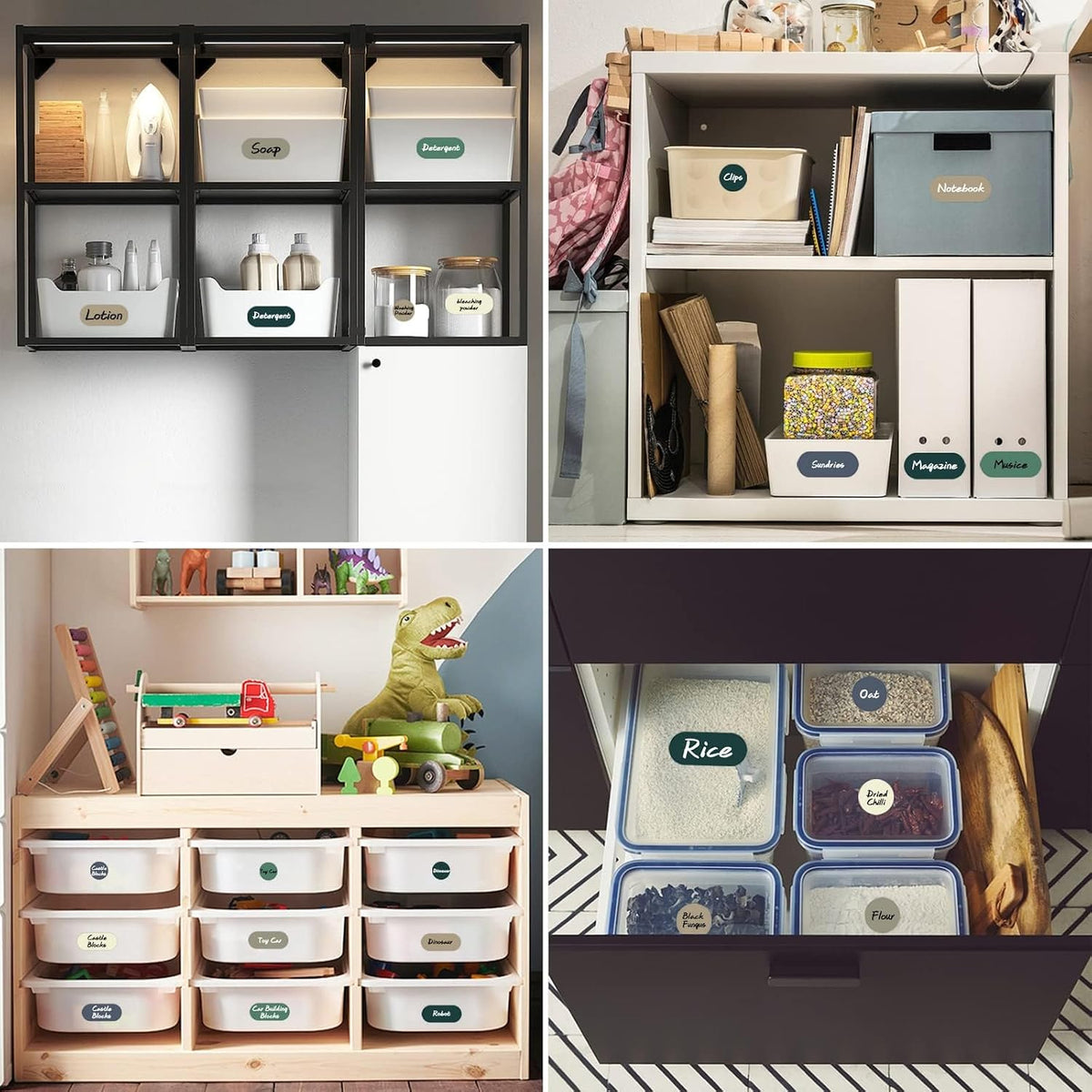 Waterproof Removable Labels for Bottles, Jars & Food Containers - Self-Adhesive Stickers for Kitchen Pantry Storage, Spice Labels, Travel - 192pcs 4 Sizes with Silver Border