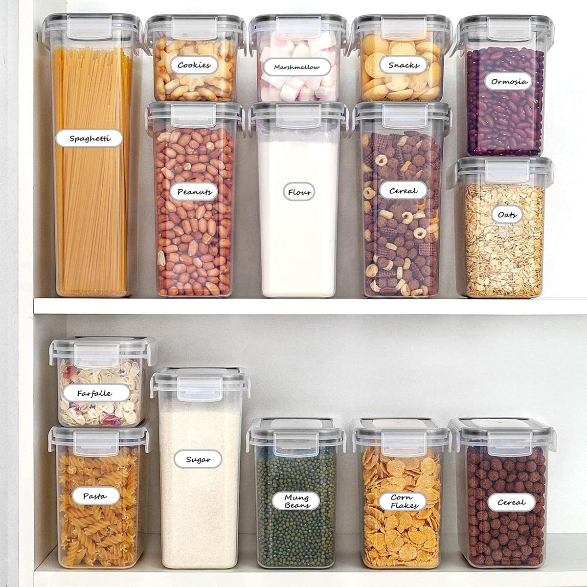 Waterproof Removable Labels for Bottles, Jars & Food Containers - Self-Adhesive Stickers for Kitchen Pantry Storage, Spice Labels, Travel - 192pcs 4 Sizes with Silver Border