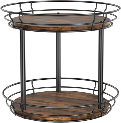 LAMU 2 Tier Lazy Susan Turntable Rotating Spice Rack Organizer for Cabinet | 10" 2-Tier Wooden Lazy Susan Smooth Spinning Revolving Seasoning Organizer for Kitchen Countertop Tabletop Pantry Coffee Bar