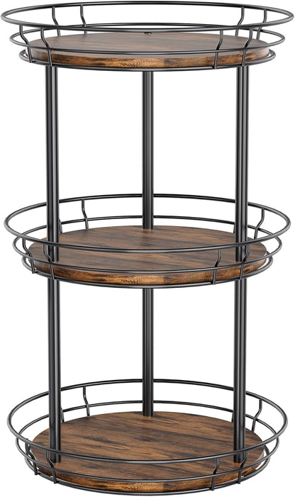 LAMU 2 Tier Lazy Susan Turntable Rotating Spice Rack Organizer for Cabinet | 10" 2-Tier Wooden Lazy Susan Smooth Spinning Revolving Seasoning Organizer for Kitchen Countertop Tabletop Pantry Coffee Bar