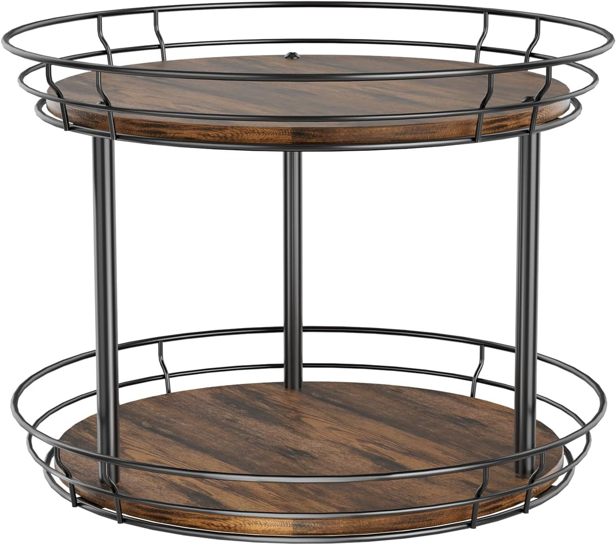 LAMU 2 Tier Lazy Susan Turntable Rotating Spice Rack Organizer for Cabinet | 10" 2-Tier Wooden Lazy Susan Smooth Spinning Revolving Seasoning Organizer for Kitchen Countertop Tabletop Pantry Coffee Bar