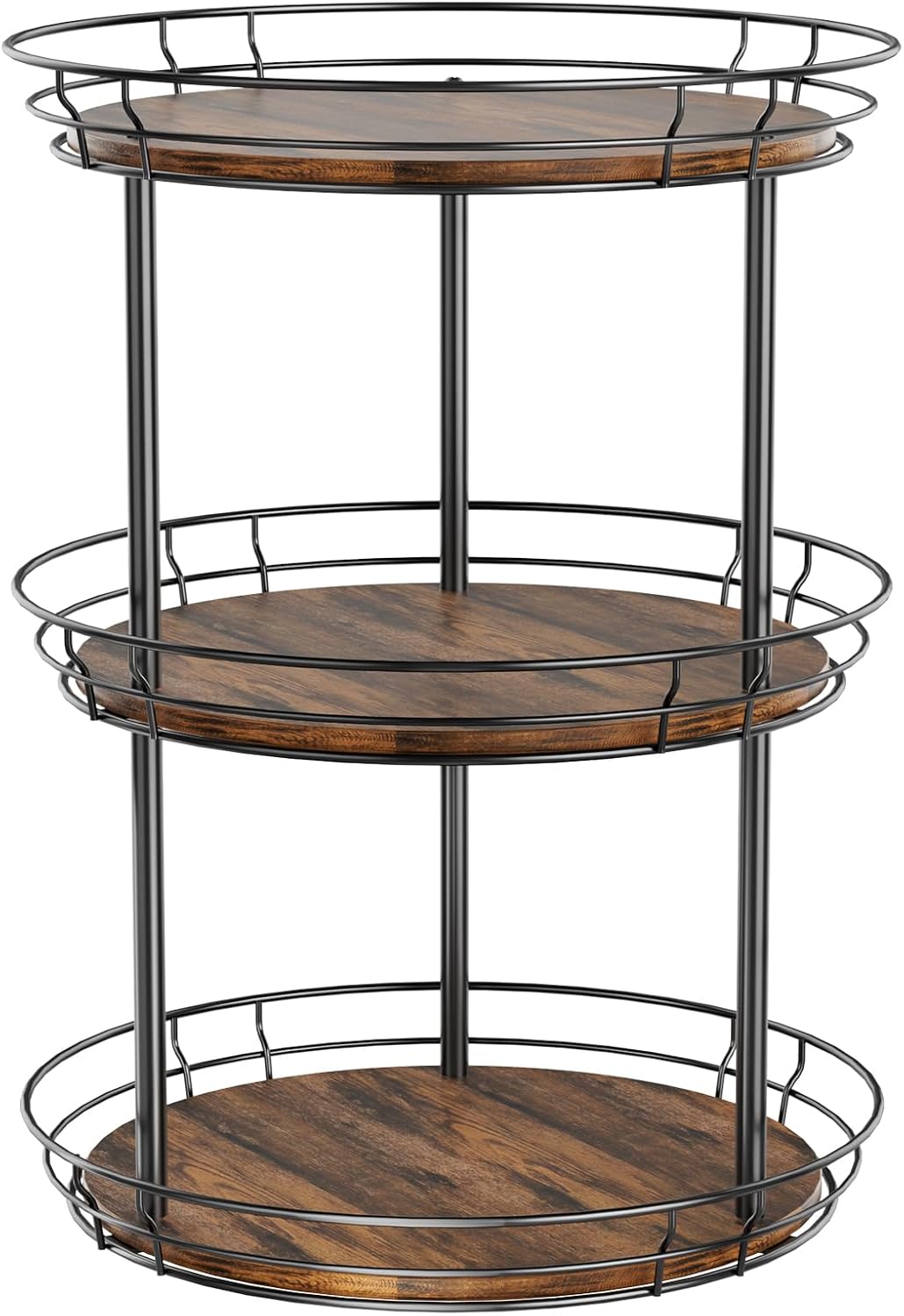 LAMU 2 Tier Lazy Susan Turntable Rotating Spice Rack Organizer for Cabinet | 10" 2-Tier Wooden Lazy Susan Smooth Spinning Revolving Seasoning Organizer for Kitchen Countertop Tabletop Pantry Coffee Bar
