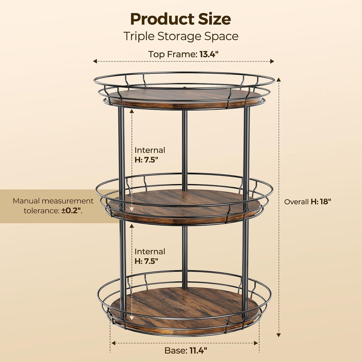 LAMU 2 Tier Lazy Susan Turntable Rotating Spice Rack Organizer for Cabinet | 10" 2-Tier Wooden Lazy Susan Smooth Spinning Revolving Seasoning Organizer for Kitchen Countertop Tabletop Pantry Coffee Bar