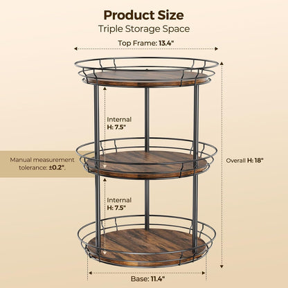LAMU 2 Tier Lazy Susan Turntable Rotating Spice Rack Organizer for Cabinet | 10" 2-Tier Wooden Lazy Susan Smooth Spinning Revolving Seasoning Organizer for Kitchen Countertop Tabletop Pantry Coffee Bar