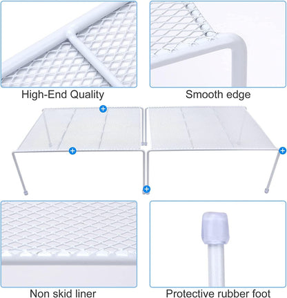 Set of 2 Mesh Kitchen Shelves Cabinet Storage Shelf Rack (13.1 x 10.2 Inch) ，Kitchen Bathroom Pantry Cupboard Desk Home Office, Fridge, Cabinet, Bathroom Cupboard (White)