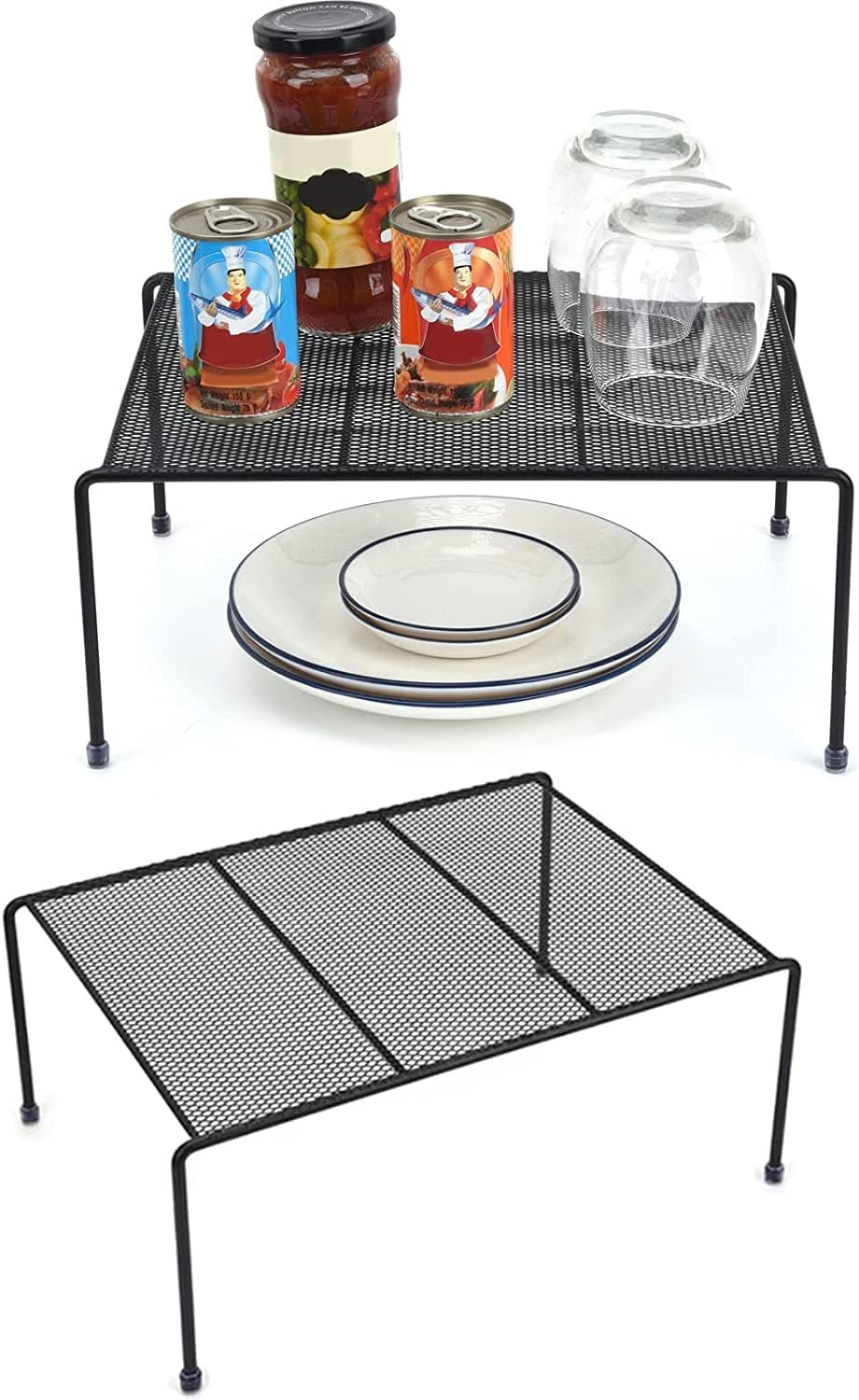 Set of 2 Mesh Kitchen Shelves Cabinet Storage Shelf Rack (13.1 x 10.2 Inch) ，Kitchen Bathroom Pantry Cupboard Desk Home Office, Fridge, Cabinet, Bathroom Cupboard (White)