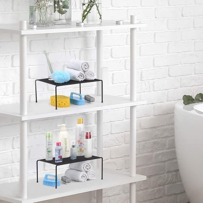 Set of 2 Mesh Kitchen Shelves Cabinet Storage Shelf Rack (13.1 x 10.2 Inch) ，Kitchen Bathroom Pantry Cupboard Desk Home Office, Fridge, Cabinet, Bathroom Cupboard (White)