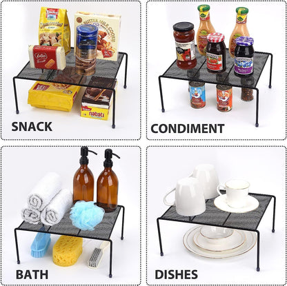 Set of 2 Mesh Kitchen Shelves Cabinet Storage Shelf Rack (13.1 x 10.2 Inch) ，Kitchen Bathroom Pantry Cupboard Desk Home Office, Fridge, Cabinet, Bathroom Cupboard (White)