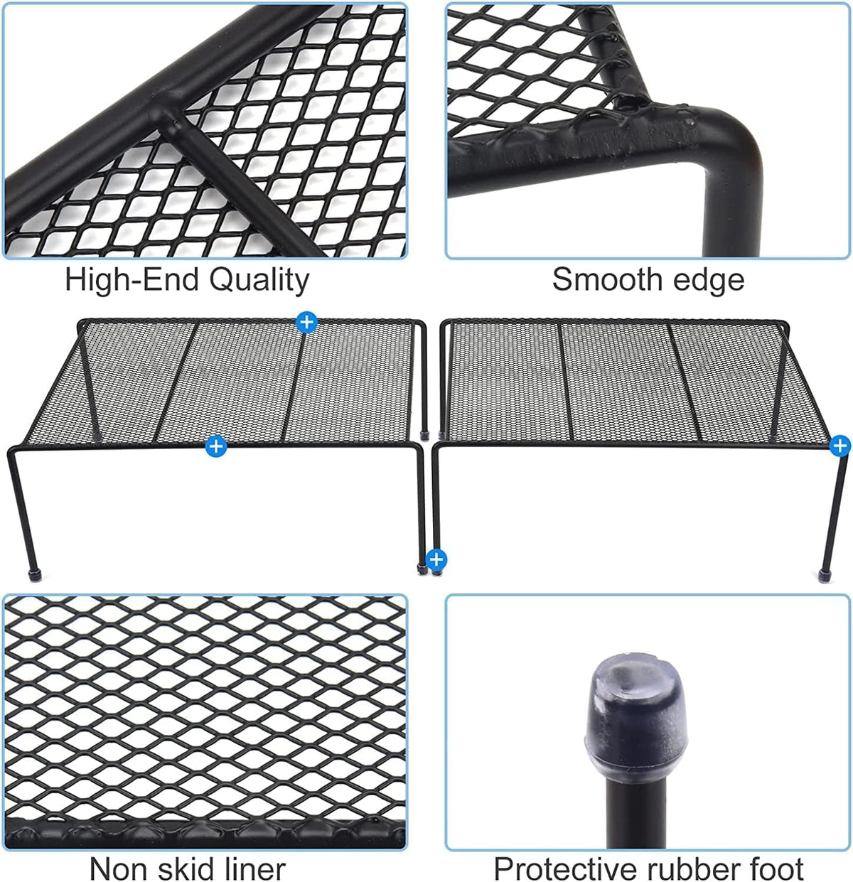 Set of 2 Mesh Kitchen Shelves Cabinet Storage Shelf Rack (13.1 x 10.2 Inch) ，Kitchen Bathroom Pantry Cupboard Desk Home Office, Fridge, Cabinet, Bathroom Cupboard (White)